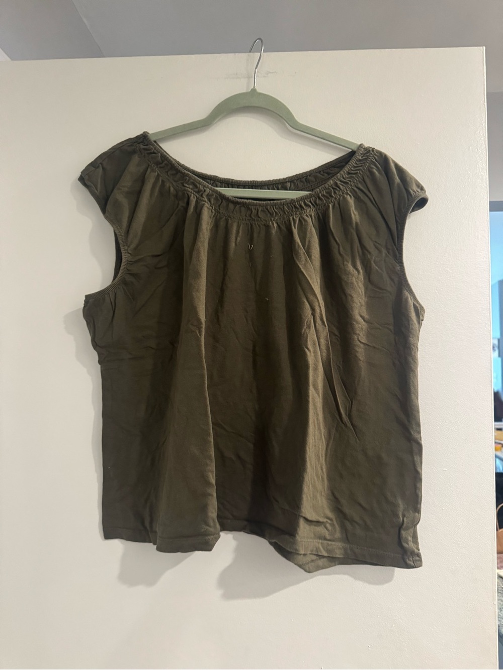 Preswick & Moore Olive Green Scoop Neck Short Sleeve Top 2X